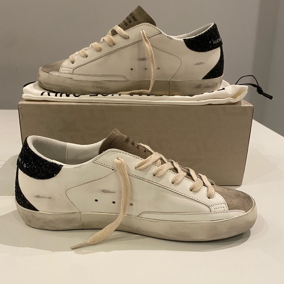 Golden Goose Superstar Sneaker White Leather/Taupe/Black/Mauve Glitter sz 37 NIB - Picture 5 of 14